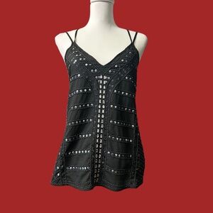 Express Sequin Tank Top with Spaghetti Straps